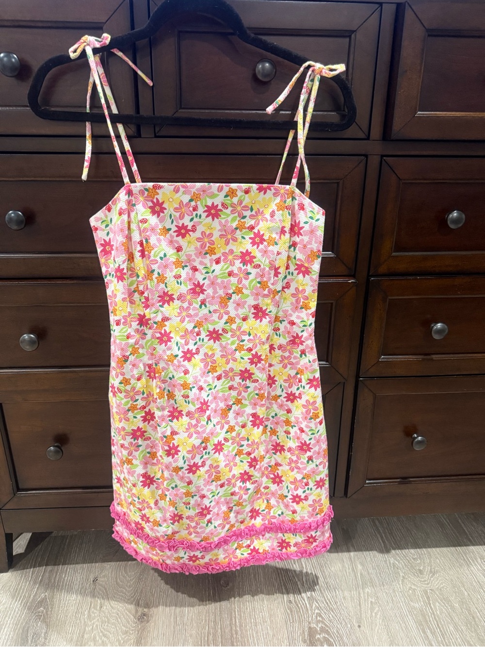 Lilly Pulitzer Vintage Tie-Strap Floral Shift Mini Dress EUC size 2